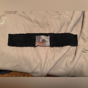 Black Beaded Belt with Unique Buckle